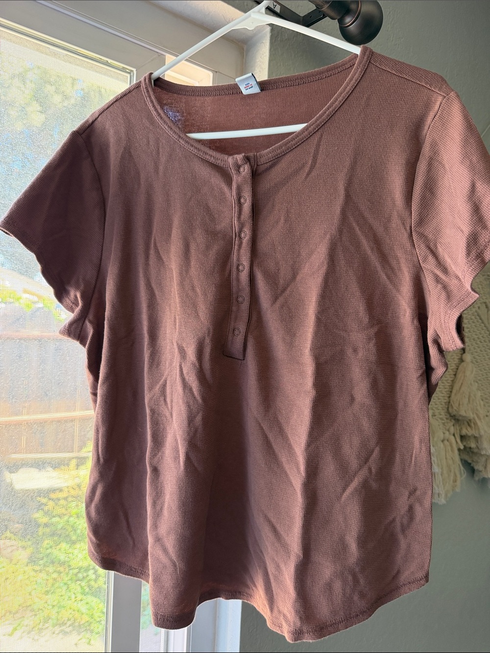 Old Navy Short Sleeve Henley Top - Rust Brown